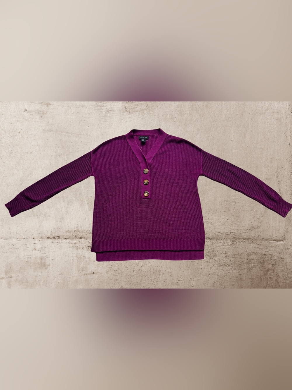 Rachel Zoe V-Neck Long Sleeve Knit Sweater in Berry